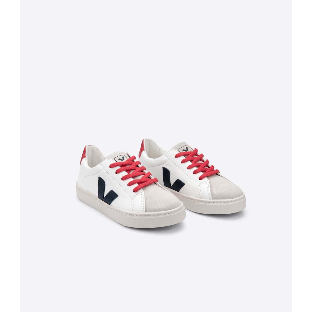 Pantofi Copii Veja ESPLAR LACES CHROMEFREE White/Black/Red | RO 732OKI